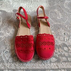 Talbots Red Espadrille Sandals Size 9.5M
